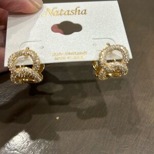 New Natasha Gold Pave Hoops